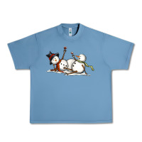Pebble Blue snowman with wine Urban Heavy Tee - MaliasSmallBusiness