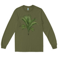 Army Green Botanical Majesty Palm Illustrations Long Sleeve Tee - LillyAllenDesigns