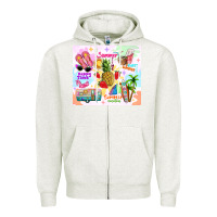 Oatmeal Heather summer beach Zipper Hoodie - TumblerDesignByShophia