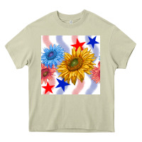 Mossy patriotic sunflowers Heavy Core Tee - BundleAndBundleShop