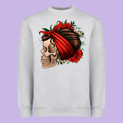 Bandana And Roses Skull Heavyweight Sweatshirt Designed By Jasminsmagicworld