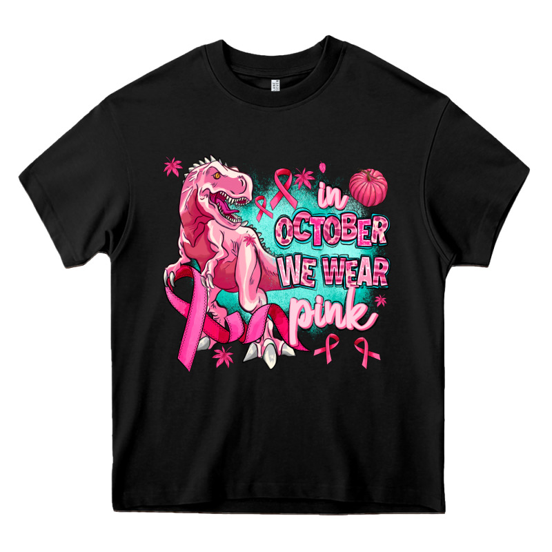 Dinosaur  In October We Wear Pink Heavy Core Tee by AdoDesignShop | Teevron