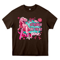 Chocolate Brown dinosaur  in october we wear pink Heavy Core Tee - AdoDesignShop