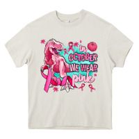 Cream dinosaur  in october we wear pink Heavy Core Tee - AdoDesignShop