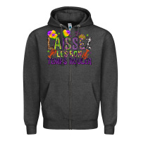Charcoal Heather Loissez les bon temps rouler with balloon Zipper Hoodie - HowdyJamesFarm