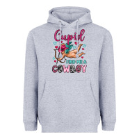 Heather Grey cupid find me a cowboy Heavyweight Hoodie - OliviaCreatesArt