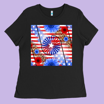 Patriotic Usa Flag And Sunflower Ladies Tee Designed By Bundleandbundleshop