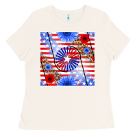 Bone patriotic usa flag and sunflower Ladies Tee - BundleAndBundleShop