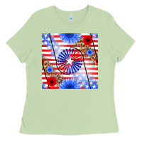 Matcha patriotic usa flag and sunflower Ladies Tee - BundleAndBundleShop