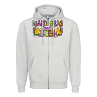 Dove Grey Mardi Gras and beer Zipper Hoodie - HowdyJamesFarm