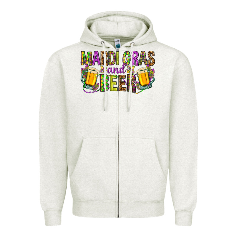 Mardi Gras And Beer Zipper Hoodie by HowdyJamesFarm | Teevron