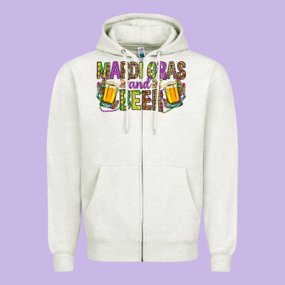 Mardi Gras And Beer Zipper Hoodie Designed By Howdyjamesfarm