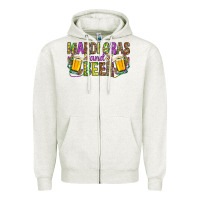 Oatmeal Heather Mardi Gras and beer Zipper Hoodie - HowdyJamesFarm