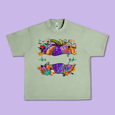 Halloween Nurse Pumpkin Custom Name Urban Heavy Tee Designed By Nancycooperartshop