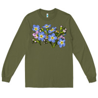 Army Green Forget Me Not Flower Illustrations Long Sleeve Tee - LillyAllenDesigns