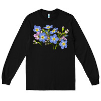 Black Forget Me Not Flower Illustrations Long Sleeve Tee - LillyAllenDesigns