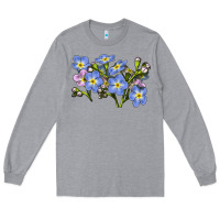 Heather Grey Forget Me Not Flower Illustrations Long Sleeve Tee - LillyAllenDesigns