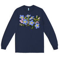 Navy Forget Me Not Flower Illustrations Long Sleeve Tee - LillyAllenDesigns