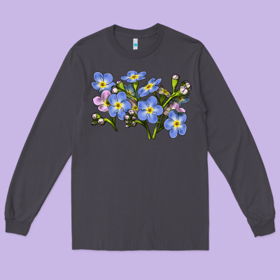 Forget Me Not Flower Illustrations Long Sleeve Tee Designed By Lillyallendesigns