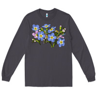 Smoke Forget Me Not Flower Illustrations Long Sleeve Tee - LillyAllenDesigns
