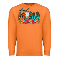 Carrot Blessed Mama Flowers Cow Premium Sweatshirt - CowCowDesign