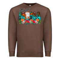 Chestnut Blessed Mama Flowers Cow Premium Sweatshirt - CowCowDesign
