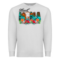 Dove Grey Blessed Mama Flowers Cow Premium Sweatshirt - CowCowDesign