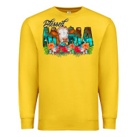 Lemon Blessed Mama Flowers Cow Premium Sweatshirt - CowCowDesign