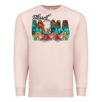 Pale Pink Blessed Mama Flowers Cow Premium Sweatshirt - CowCowDesign