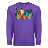 Purple Blessed Mama Flowers Cow Premium Sweatshirt - CowCowDesign