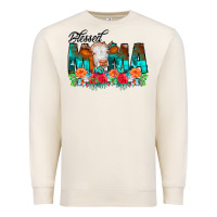 Sandshell Blessed Mama Flowers Cow Premium Sweatshirt - CowCowDesign