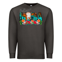 Smoke Blessed Mama Flowers Cow Premium Sweatshirt - CowCowDesign