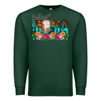 Sports Green Blessed Mama Flowers Cow Premium Sweatshirt - CowCowDesign