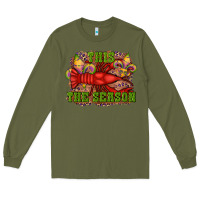 Army Green mardi gras this the season crawfish fleur de lis Long Sleeve Tee - RanaPortraitStore