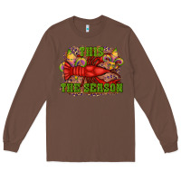 Chestnut mardi gras this the season crawfish fleur de lis Long Sleeve Tee - RanaPortraitStore