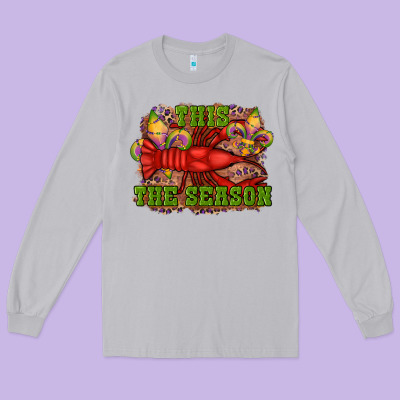 Mardi Gras This The Season Crawfish Fleur De Lis Long Sleeve Tee Designed By Ranaportraitstore