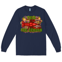 Navy mardi gras this the season crawfish fleur de lis Long Sleeve Tee - RanaPortraitStore