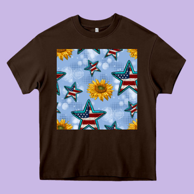 Patriotic Stars And Sunflower Heavy Core Tee Designed By Bundleandbundleshop