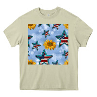 Mossy patriotic stars and sunflower Heavy Core Tee - BundleAndBundleShop