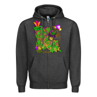 Charcoal Heather Louisiana Map Mardi Gras Zipper Hoodie - HowdyJamesFarm