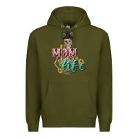 Army Green Mom life with skull Mother's Day Premium Hoodie - CowGirlArtShop
