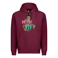 Burgundy Mom life with skull Mother's Day Premium Hoodie - CowGirlArtShop
