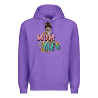Purple Mom life with skull Mother's Day Premium Hoodie - CowGirlArtShop