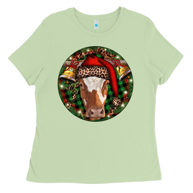 Longhorn Cow Christmas Ladies Tee by RanaPortraitStore | Teevron
