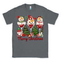 Charcoal Heather merry christmas wine and cocktails Classic Tee - MaliasSmallBusiness