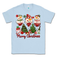 Dusty Blue merry christmas wine and cocktails Classic Tee - MaliasSmallBusiness