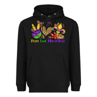 Black peace love mardi gras olivia Heavyweight Hoodie - OliviaCreatesArt