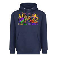 Navy peace love mardi gras olivia Heavyweight Hoodie - OliviaCreatesArt