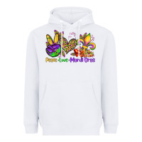 White peace love mardi gras olivia Heavyweight Hoodie - OliviaCreatesArt