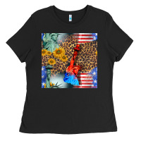 Black statue of liberty american flag Ladies Tee - BundleAndBundleShop